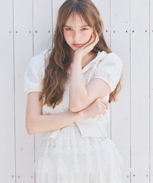 Heather(ヘザー)の「UV裏毛フーディ(半袖) 678642(パーカー・レディース・ピンク/オートミール/ブルー/グレー系/ホワイト系その他・FREE)」の7枚目の写真