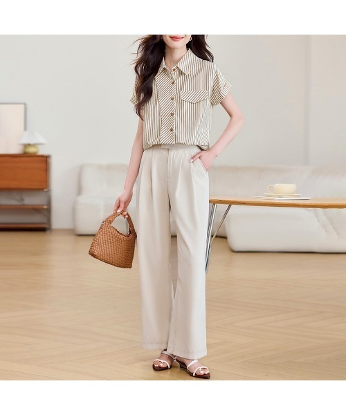 ReRe(リリ)の「ポケット風デザインストライプシャツ(シャツ/ブラウス・レディース・ベージュ・MEDIUM/LARGE/X-LARGE)」の9枚目の写真