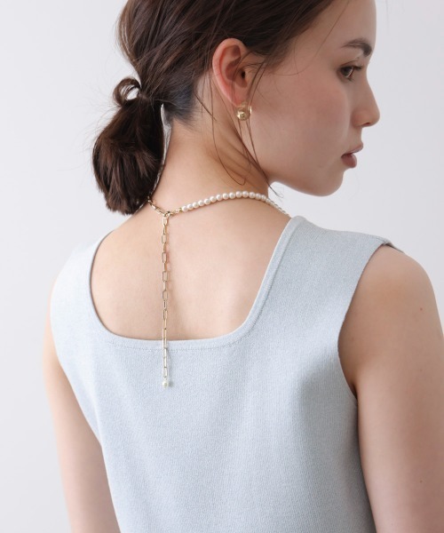 Bou Jeloud(ブージュルード)の「ハーフパールチェーンネックレス(ネックレス・レディース・シルバー/ゴールド・ONESIZE)」の13枚目の写真