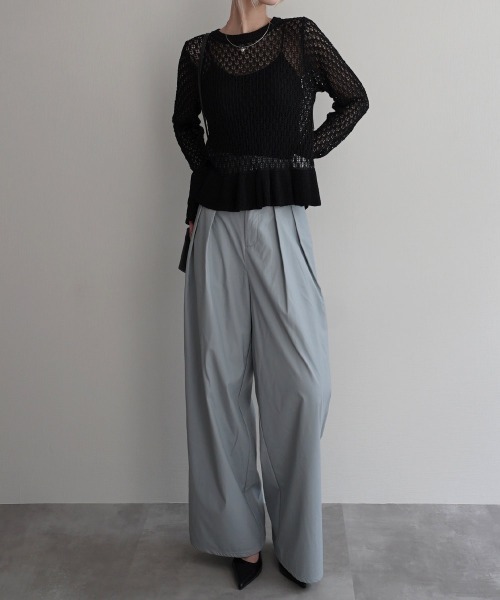Rashik(ラシク)の「【Rashik】透かし編み裾フリルプルオーバー(Tシャツ/カットソー・レディース・ブラック/アイボリー/ピンク・FREE)」の4枚目の写真