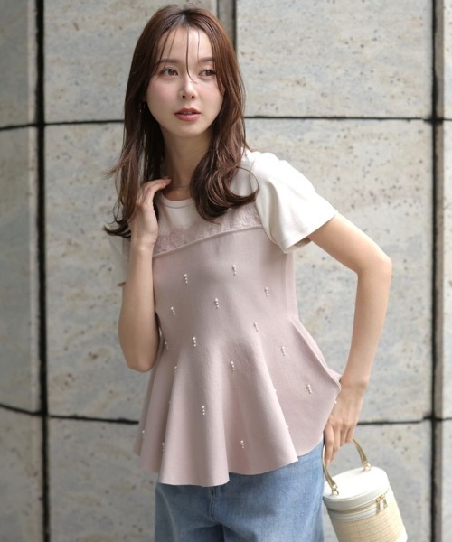 【新品】マイストラーダ　パールペプラムドッキングカットソー パールペプラムドッキングカットソー（ニット/セーター）｜Mystrada