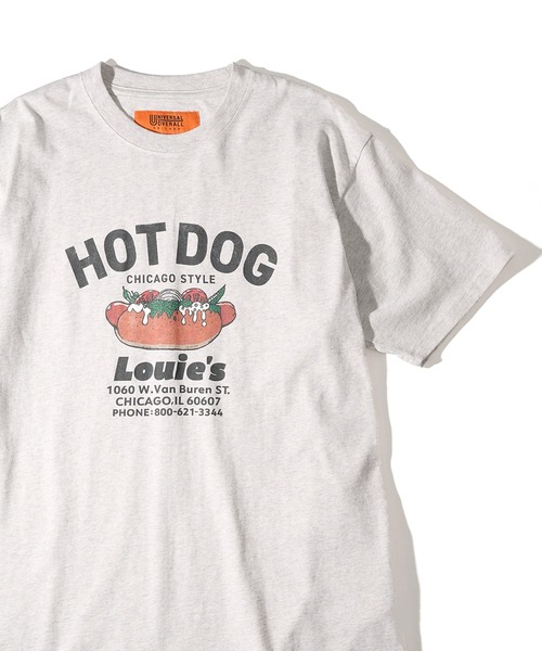 UNIVERSAL OVERALL(ユニバーサルオーバーオール)の「【UNIVERSAL OVERALL】HotDog S/S TEE U2613219G-B(Tシャツ/カットソー・レディース・ネイビー/ホワイト/オートミール・XL/L/M/S)」の2枚目の写真