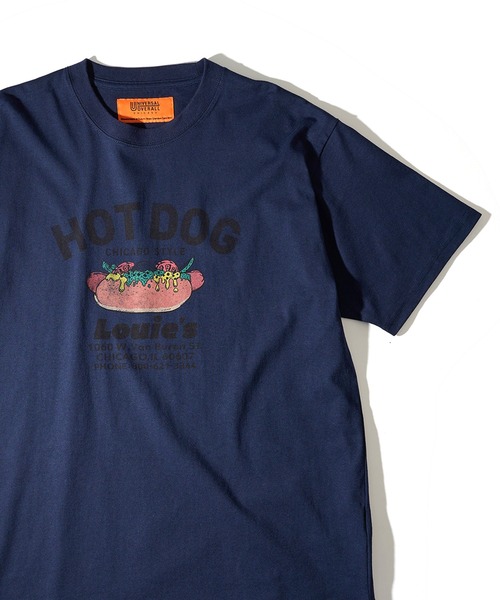 UNIVERSAL OVERALL(ユニバーサルオーバーオール)の「【UNIVERSAL OVERALL】HotDog S/S TEE U2613219G-B(Tシャツ/カットソー・レディース・ネイビー/ホワイト/オートミール・XL/L/M/S)」の3枚目の写真