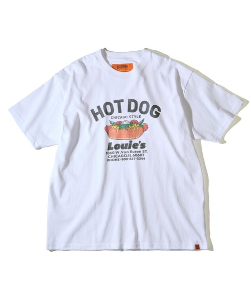 UNIVERSAL OVERALL(ユニバーサルオーバーオール)の「【UNIVERSAL OVERALL】HotDog S/S TEE U2613219G-B(Tシャツ/カットソー・レディース・ネイビー/ホワイト/オートミール・XL/L/M/S)」の4枚目の写真