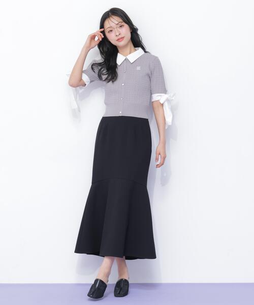 JILL by JILL STUART（ジルバイジルスチュアート）の「袖リボンケーブルカーディガン半袖（ニット/セーター・レディース・ホワイト/ネイビー/グレー・FREE）」の5枚目の写真