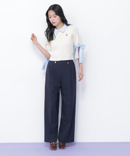 JILL by JILL STUART（ジルバイジルスチュアート）の「袖リボンケーブルカーディガン半袖（ニット/セーター・レディース・ホワイト/ネイビー/グレー・FREE）」の12枚目の写真