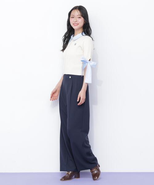 JILL by JILL STUART（ジルバイジルスチュアート）の「袖リボンケーブルカーディガン半袖（ニット/セーター・レディース・ホワイト/ネイビー/グレー・FREE）」の13枚目の写真