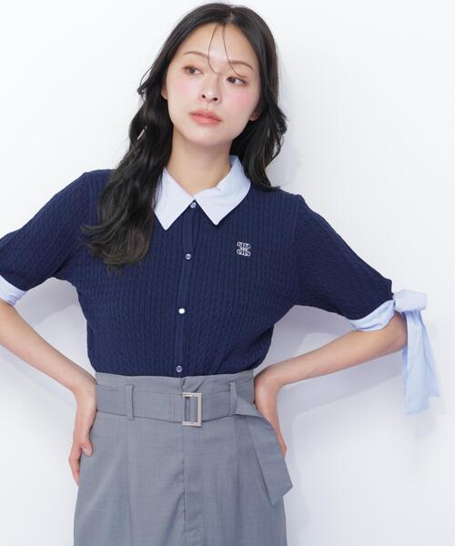 JILL by JILL STUART（ジルバイジルスチュアート）の「袖リボンケーブルカーディガン半袖（ニット/セーター・レディース・ホワイト/ネイビー/グレー・FREE）」の19枚目の写真