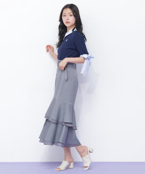 JILL by JILL STUART（ジルバイジルスチュアート）の「袖リボンケーブルカーディガン半袖（ニット/セーター・レディース・ホワイト/ネイビー/グレー・FREE）」の22枚目の写真