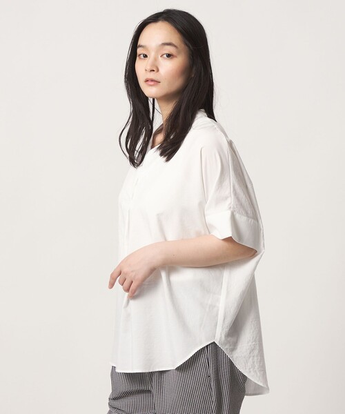 A DAY IN THE LIFE UNITED ARROWS(アデイインザライフユナイテッドアローズ)の「リンクル スキッパー フレンチスリーブブラウス <A DAY IN THE LIFE>(シャツ/ブラウス・レディース・コバルトブルー/ライム/オフホワイト・FREE)」の4枚目の写真
