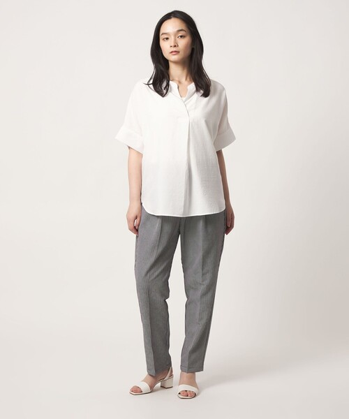 A DAY IN THE LIFE UNITED ARROWS(アデイインザライフユナイテッドアローズ)の「リンクル スキッパー フレンチスリーブブラウス <A DAY IN THE LIFE>(シャツ/ブラウス・レディース・コバルトブルー/ライム/オフホワイト・FREE)」の5枚目の写真