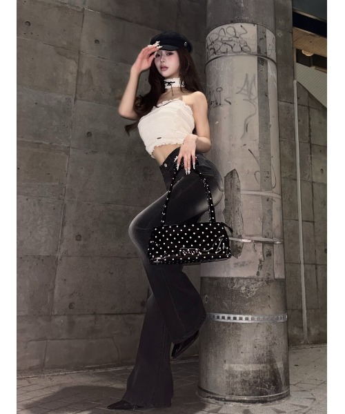 Darich（ダーリッチ）の「チョーカーリボンシャーリングベアトップ（その他トップス・レディース・アイボリー/ブラック/ピンク・FREE）」の22枚目の写真