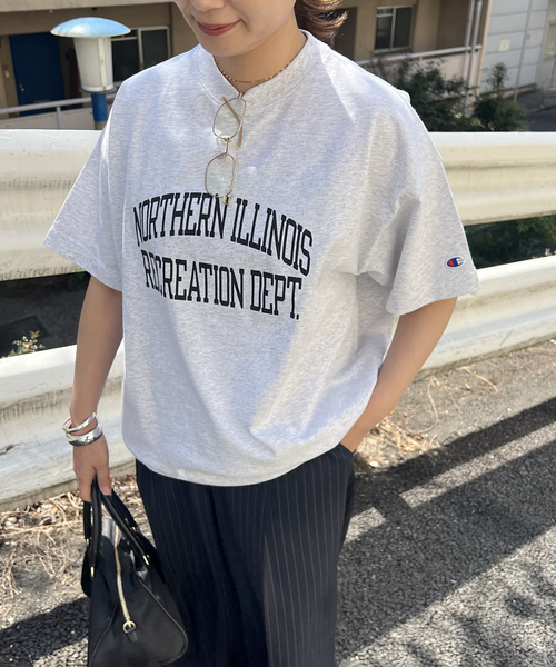 Champion(チャンピオン)の「別注【CHAMPION/チャンピオン】16/1 Jersey T-SHIRT(Tシャツ/カットソー・レディース・ブルー系その他/ブラウン/ピンク/ブラック系その他/チャコールグレー・MEDIUM)」の8枚目の写真