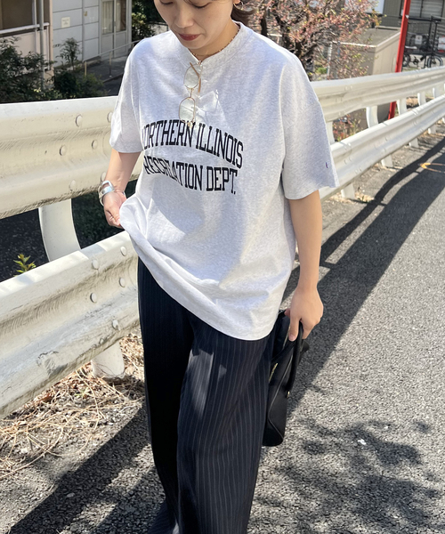 Champion(チャンピオン)の「別注【CHAMPION/チャンピオン】16/1 Jersey T-SHIRT(Tシャツ/カットソー・レディース・ブルー系その他/ブラウン/ピンク/ブラック系その他/チャコールグレー・MEDIUM)」の9枚目の写真