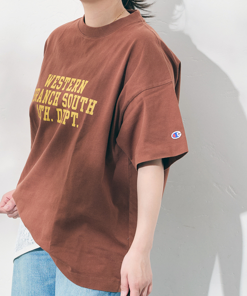 Champion(チャンピオン)の「別注【CHAMPION/チャンピオン】16/1 Jersey T-SHIRT(Tシャツ/カットソー・レディース・ブルー系その他/ブラウン/ピンク/ブラック系その他/チャコールグレー・MEDIUM)」の10枚目の写真