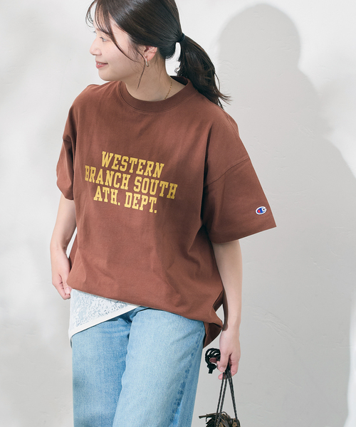 Champion(チャンピオン)の「別注【CHAMPION/チャンピオン】16/1 Jersey T-SHIRT(Tシャツ/カットソー・レディース・ブルー系その他/ブラウン/ピンク/ブラック系その他/チャコールグレー・MEDIUM)」の11枚目の写真