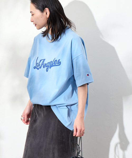 Champion(チャンピオン)の「別注【CHAMPION/チャンピオン】16/1 Jersey T-SHIRT(Tシャツ/カットソー・レディース・ブルー系その他/ブラウン/ピンク/ブラック系その他/チャコールグレー・MEDIUM)」の13枚目の写真