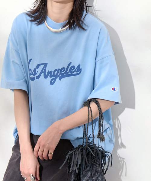 Champion(チャンピオン)の「別注【CHAMPION/チャンピオン】16/1 Jersey T-SHIRT(Tシャツ/カットソー・レディース・ブルー系その他/ブラウン/ピンク/ブラック系その他/チャコールグレー・MEDIUM)」の14枚目の写真