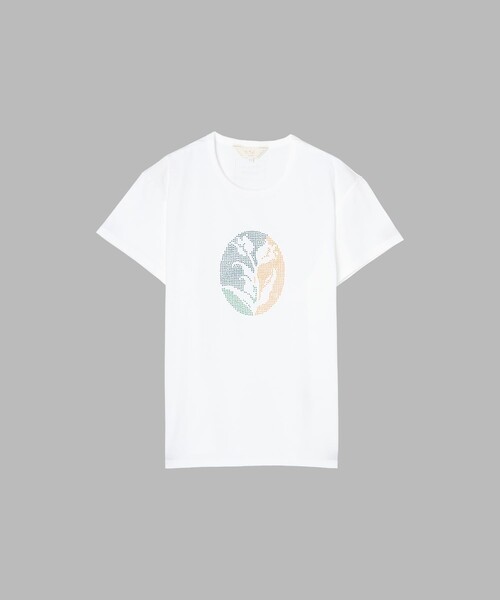 To b. by agnes b.（トゥービーバイアニエスベー）の「Blooms in Dots(Tulip) オーガニックコットン 半袖 アーティスト Tシャツ（Tシャツ/カットソー・レディース・ホワイト・FREE）」の2枚目の写真