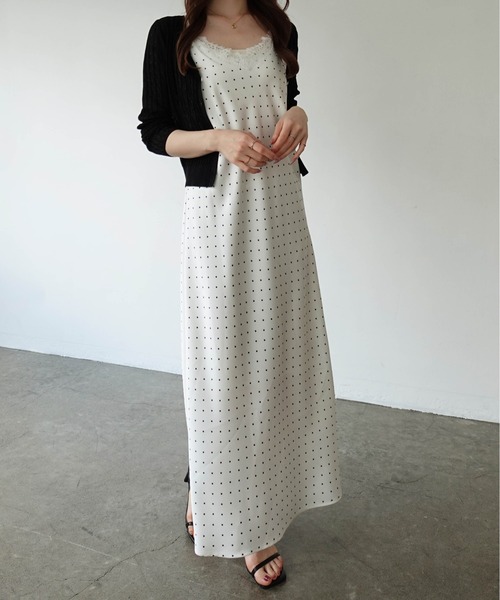 SOELA(ソエラ)の「【INGNI SOELA】レーストリムドット柄サテンキャミワンピース/WEB限定(ワンピース・レディース・ホワイト系その他3・M)」の7枚目の写真