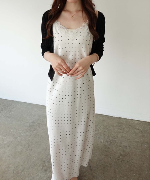 SOELA(ソエラ)の「【INGNI SOELA】レーストリムドット柄サテンキャミワンピース/WEB限定(ワンピース・レディース・ホワイト系その他3・M)」の2枚目の写真