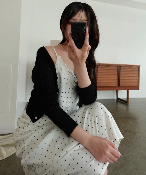 SOELA(ソエラ)の「【INGNI SOELA】レーストリムドット柄サテンキャミワンピース/WEB限定(ワンピース・レディース・ホワイト系その他3・M)」の10枚目の写真