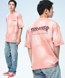 THRASHER (スラッシャー) バックロゴ Tシャツ ドット柄 スプレー加工 ダメージ加工 半袖 クルーネック