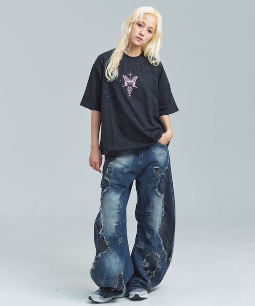 GALLIS ADDICTION(ガリスアディクション)の「GA Glitter Butterfly 刺繍 Tee(Tシャツ/カットソー・メンズ・オートミール/ブラック・M/L)」の12枚目の写真