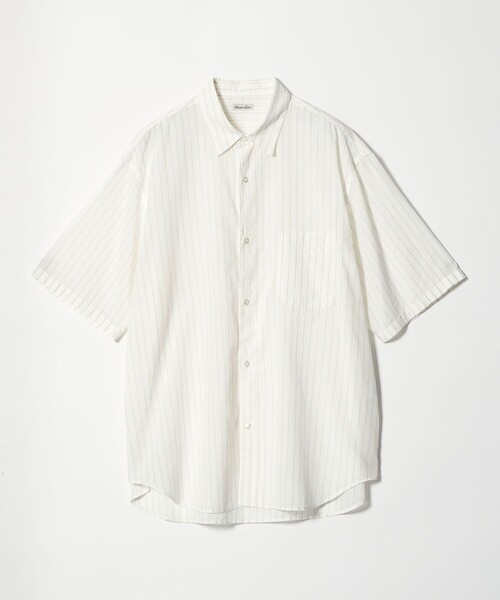 Steven Alan(スティーブンアラン)の「<Steven Alan> AKIHA ストライプ レギュラーカラー ショートスリーブ シャツ(シャツ/ブラウス・メンズ・ホワイト/モカ・XL/L/M/S)」の1枚目の写真