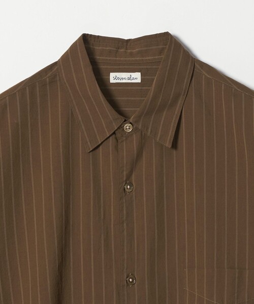 Steven Alan(スティーブンアラン)の「<Steven Alan> AKIHA ストライプ レギュラーカラー ショートスリーブ シャツ(シャツ/ブラウス・メンズ・ホワイト/モカ・XL/L/M/S)」の12枚目の写真