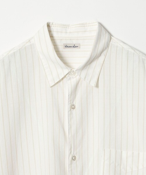 Steven Alan(スティーブンアラン)の「<Steven Alan> AKIHA ストライプ レギュラーカラー ショートスリーブ シャツ(シャツ/ブラウス・メンズ・ホワイト/モカ・XL/L/M/S)」の6枚目の写真
