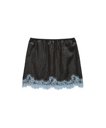 Banding Lace Satin Skirt_ Charcoal