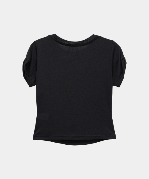 ETRE AU SOMMET（エトレオソメ）の「Drape Pintuck Zipper Roll-Up Short Top (Black)（Tシャツ/カットソー・レディース・ブラック・FREE）」の8枚目の写真