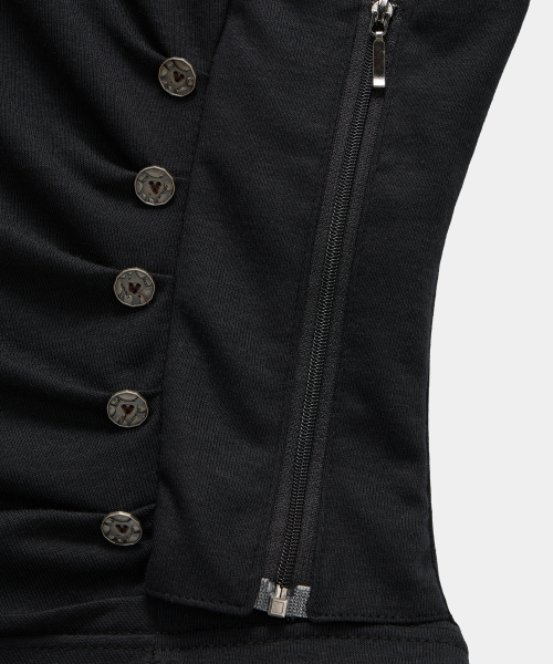 ETRE AU SOMMET（エトレオソメ）の「Drape Pintuck Zipper Roll-Up Short Top (Black)（Tシャツ/カットソー・レディース・ブラック・FREE）」の11枚目の写真