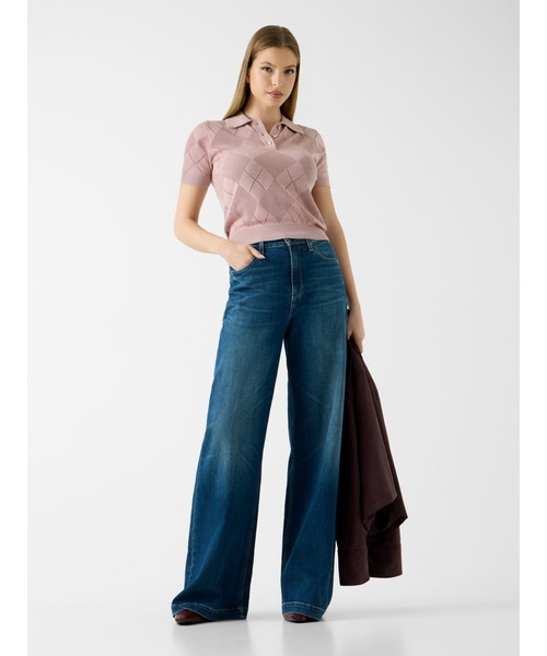 Guess(ゲス)の「MELODY Polo Sweater ポロシャツ ニット 半袖(ポロシャツ・レディース・グレイッシュベージュ/ライトピンク・LARGE/MEDIUM/SMALL/X-SMALL)」の5枚目の写真