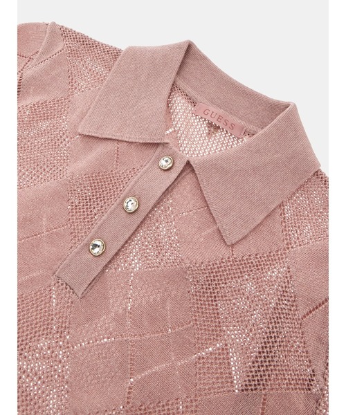 Guess(ゲス)の「MELODY Polo Sweater ポロシャツ ニット 半袖(ポロシャツ・レディース・グレイッシュベージュ/ライトピンク・LARGE/MEDIUM/SMALL/X-SMALL)」の6枚目の写真