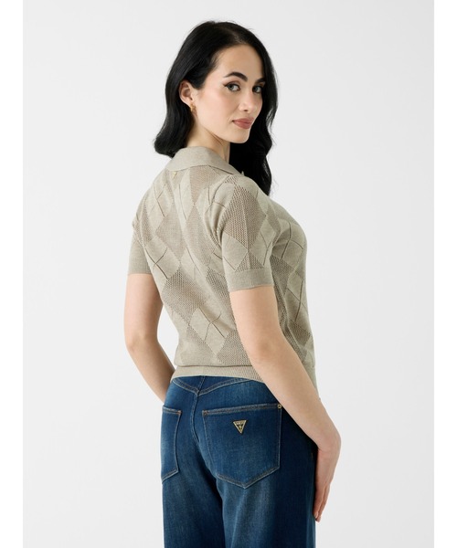 Guess(ゲス)の「MELODY Polo Sweater ポロシャツ ニット 半袖(ポロシャツ・レディース・グレイッシュベージュ/ライトピンク・LARGE/MEDIUM/SMALL/X-SMALL)」の9枚目の写真