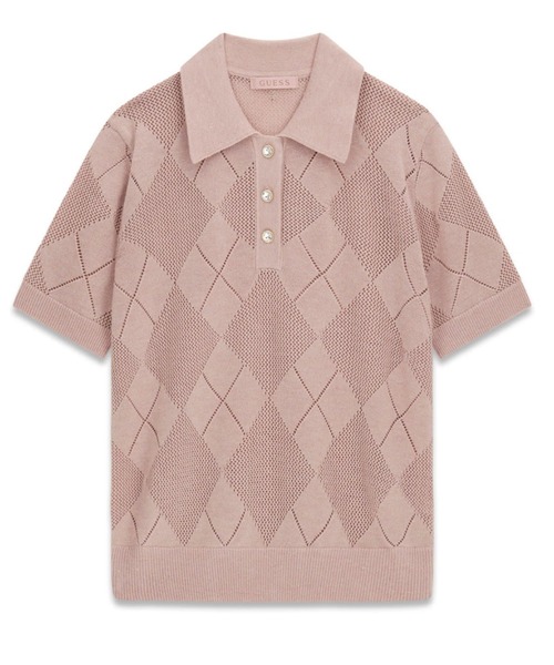 Guess(ゲス)の「MELODY Polo Sweater ポロシャツ ニット 半袖(ポロシャツ・レディース・グレイッシュベージュ/ライトピンク・LARGE/MEDIUM/SMALL/X-SMALL)」の7枚目の写真