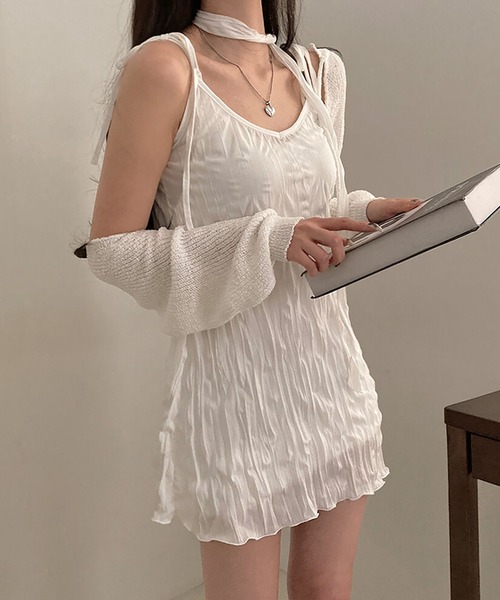 Girly Doll（ガーリードール）の「チョーカー付きワッシャーキャミワンピース（ワンピース・レディース・ブラック/ホワイト・F）」の4枚目の写真