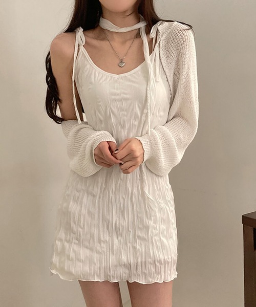 Girly Doll（ガーリードール）の「チョーカー付きワッシャーキャミワンピース（ワンピース・レディース・ブラック/ホワイト・F）」の6枚目の写真