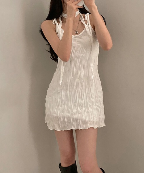 Girly Doll（ガーリードール）の「チョーカー付きワッシャーキャミワンピース（ワンピース・レディース・ブラック/ホワイト・F）」の8枚目の写真