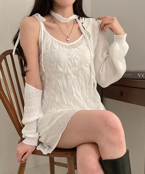 Girly Doll（ガーリードール）の「チョーカー付きワッシャーキャミワンピース（ワンピース・レディース・ブラック/ホワイト・F）」の12枚目の写真