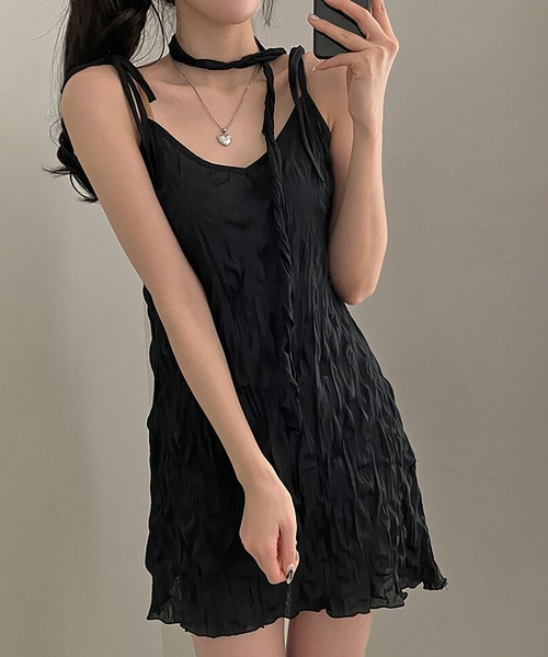 Girly Doll（ガーリードール）の「チョーカー付きワッシャーキャミワンピース（ワンピース・レディース・ブラック/ホワイト・F）」の17枚目の写真