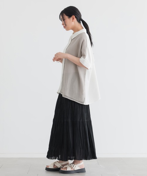 n'OrLABEL(ノアールレーベル)の「【接触冷感】メッシュ切替デザインシャツ(シャツ/ブラウス・レディース・ブラック/オフホワイト・FREE)」の7枚目の写真