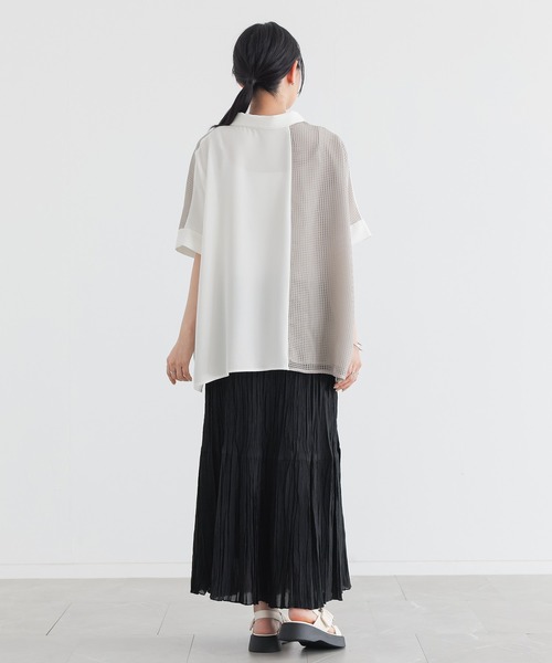 n'OrLABEL(ノアールレーベル)の「【接触冷感】メッシュ切替デザインシャツ(シャツ/ブラウス・レディース・ブラック/オフホワイト・FREE)」の8枚目の写真