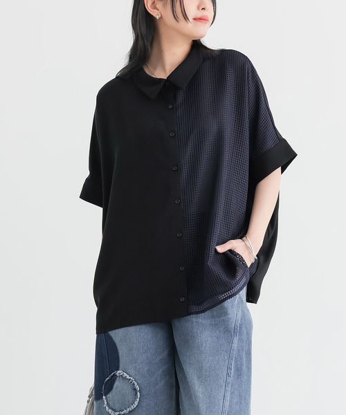 n'OrLABEL(ノアールレーベル)の「【接触冷感】メッシュ切替デザインシャツ(シャツ/ブラウス・レディース・ブラック/オフホワイト・FREE)」の15枚目の写真