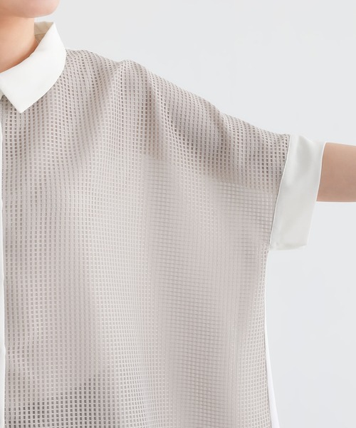 n'OrLABEL(ノアールレーベル)の「【接触冷感】メッシュ切替デザインシャツ(シャツ/ブラウス・レディース・ブラック/オフホワイト・FREE)」の11枚目の写真