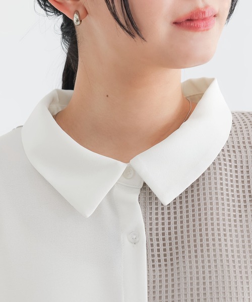 n'OrLABEL(ノアールレーベル)の「【接触冷感】メッシュ切替デザインシャツ(シャツ/ブラウス・レディース・ブラック/オフホワイト・FREE)」の9枚目の写真