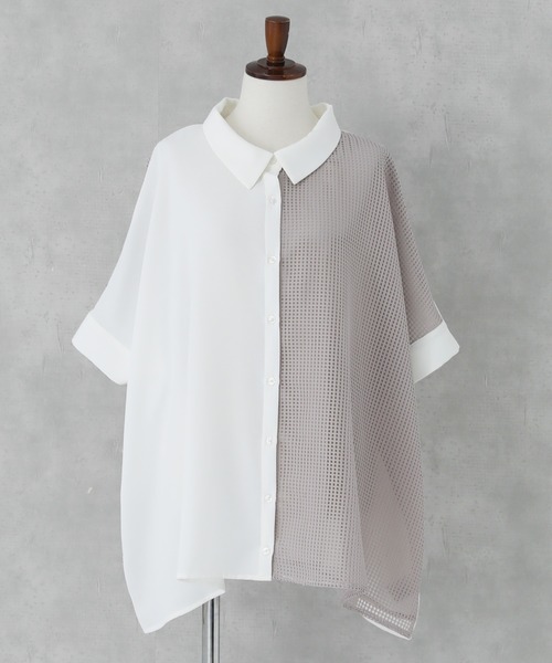 n'OrLABEL(ノアールレーベル)の「【接触冷感】メッシュ切替デザインシャツ(シャツ/ブラウス・レディース・ブラック/オフホワイト・FREE)」の19枚目の写真
