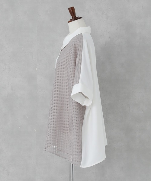 n'OrLABEL(ノアールレーベル)の「【接触冷感】メッシュ切替デザインシャツ(シャツ/ブラウス・レディース・ブラック/オフホワイト・FREE)」の21枚目の写真